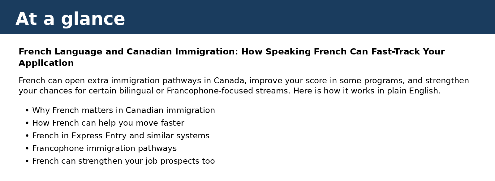 Summary card for French Language and Canadian Immigration: How Speaking French Can Fast-Track Your Application