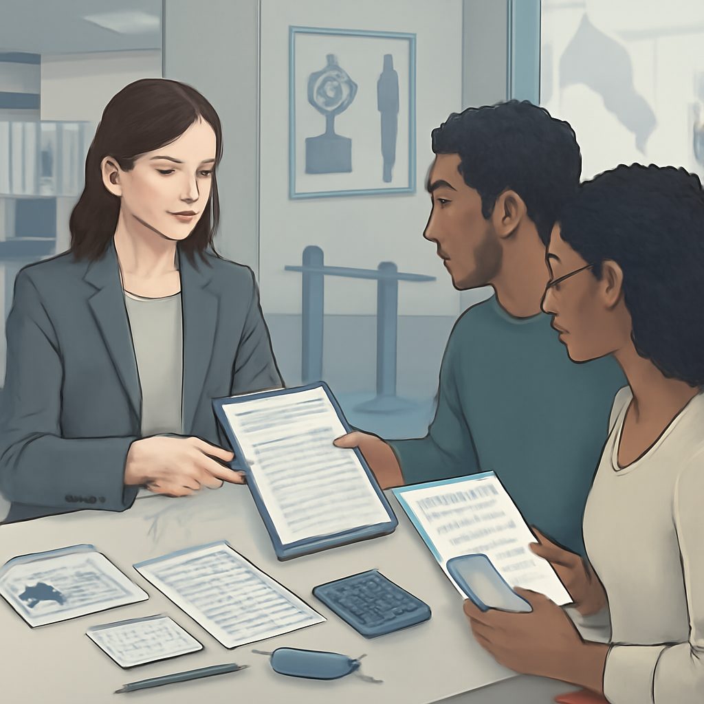 Ontario driver reviewing car insurance documents with rising premium warning illustration