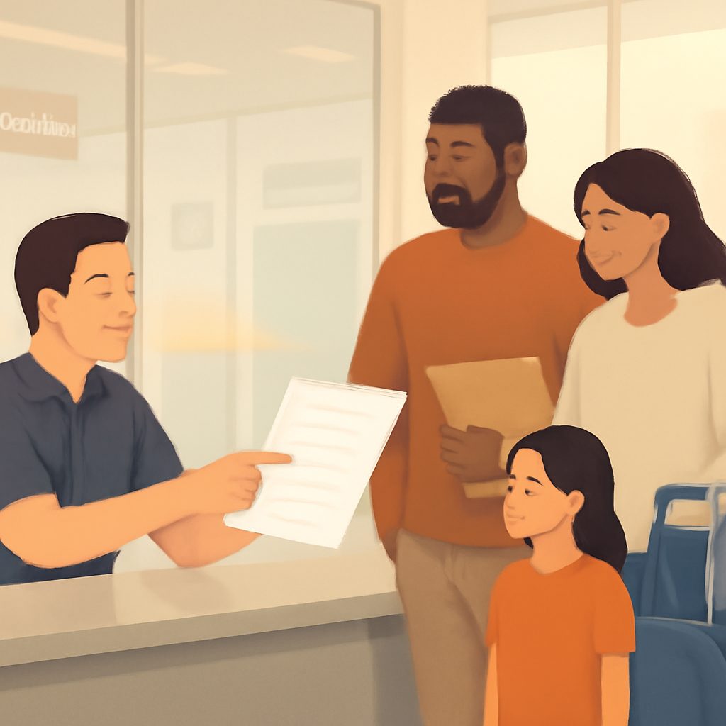 Border officer reviewing detailed moving inventory list with furniture, electronics, and serial numbers