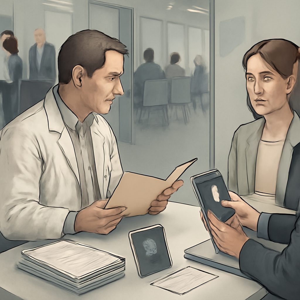Illustration of a doctor and researcher with documents highlighting Canadian work experience eligibility