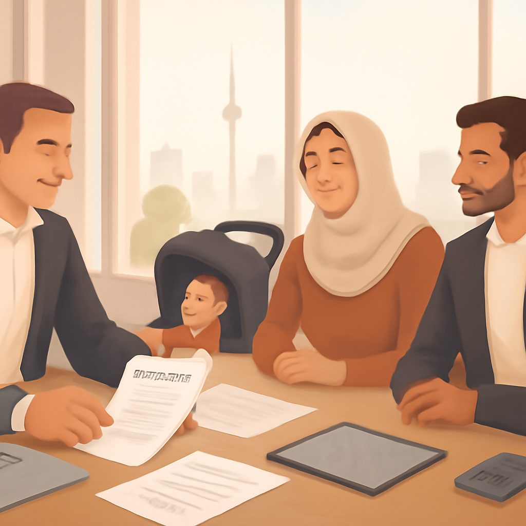 Homebuyer reviewing mortgage approval checklist with salary, debts, documents, and rate forecast charts