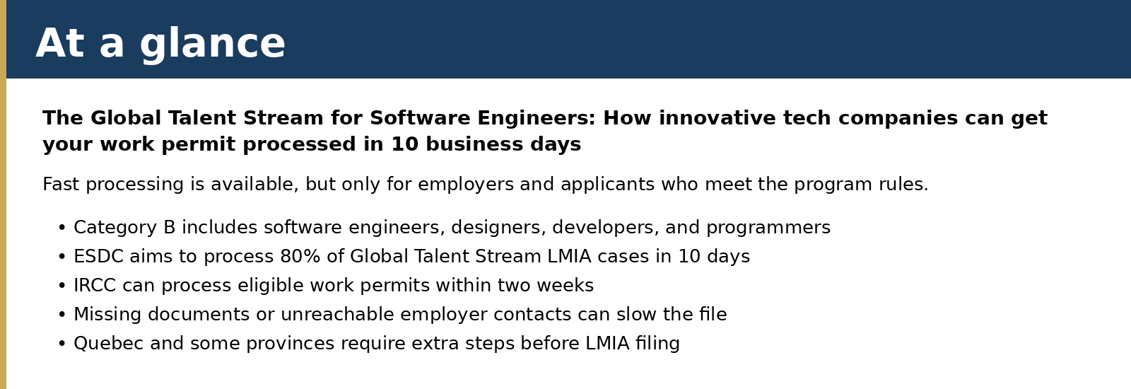 Fast processing is available, but only for employers and applicants who meet the program rules.