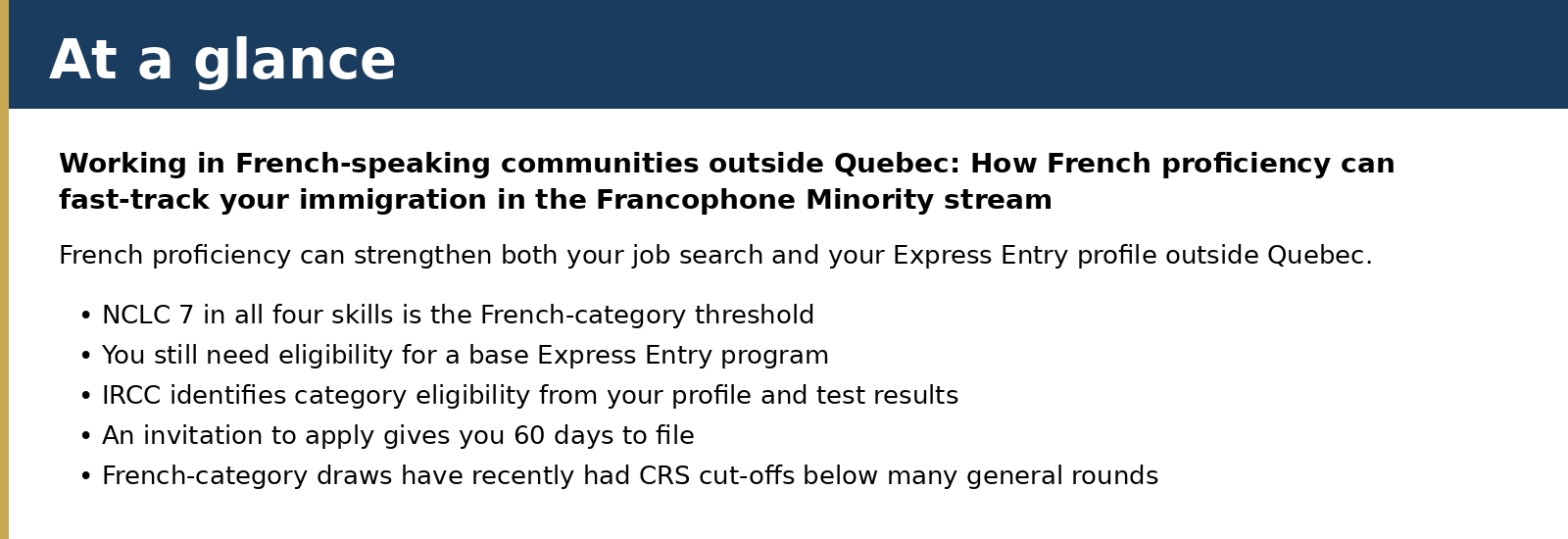 French proficiency can strengthen both your job search and your Express Entry profile outside Quebec.