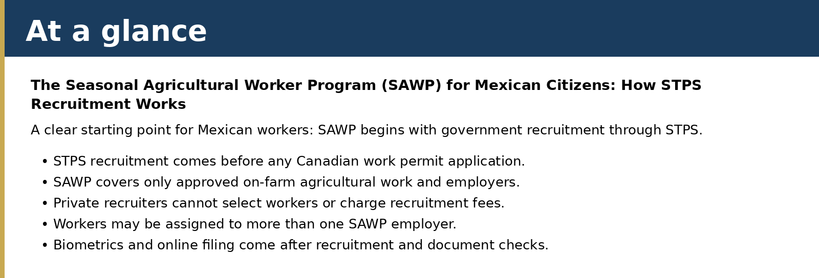 A clear starting point for Mexican workers: SAWP begins with government recruitment through STPS.