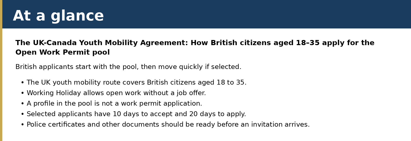 British applicants start with the pool, then move quickly if selected.