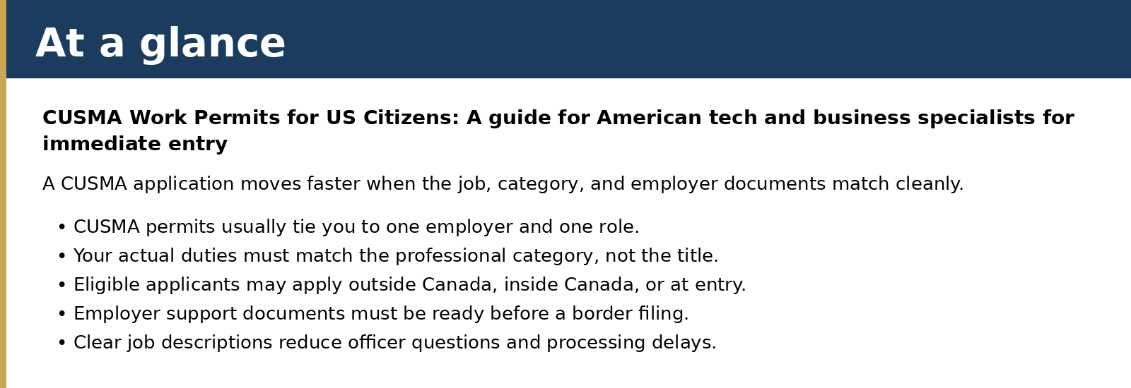 A CUSMA application moves faster when the job, category, and employer documents match cleanly.
