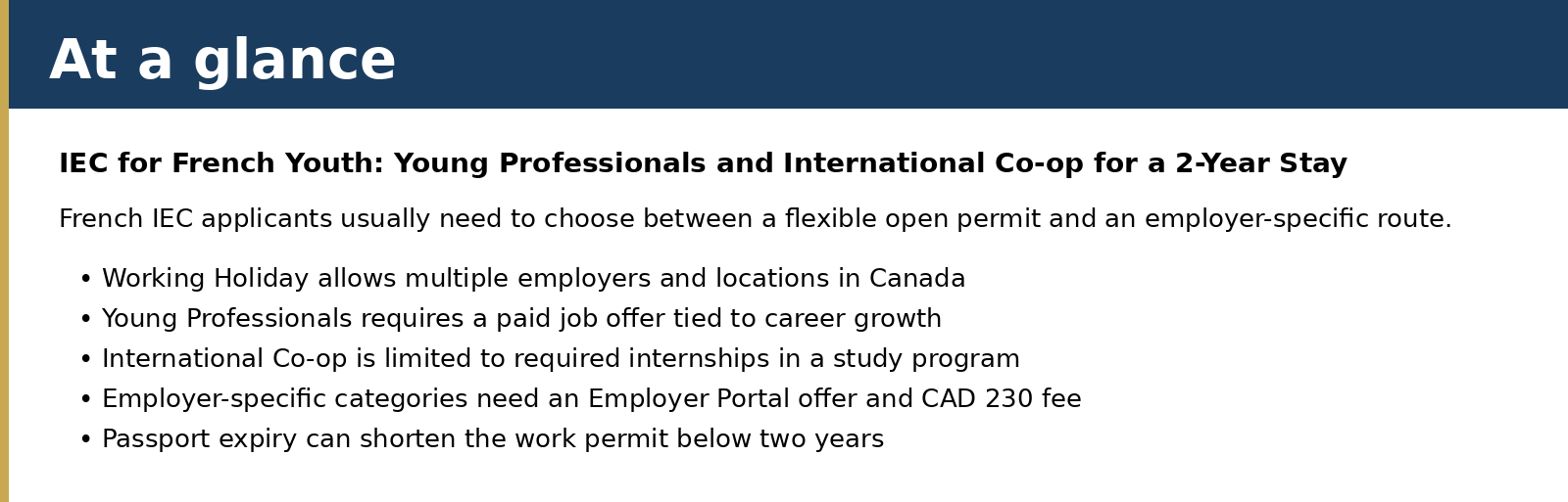 French IEC applicants usually need to choose between a flexible open permit and an employer-specific route.