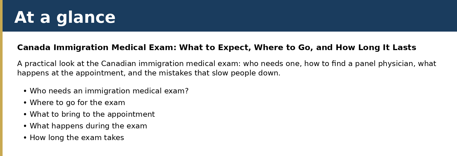 Summary card for Canada Immigration Medical Exam: What to Expect, Where to Go, and How Long It Lasts