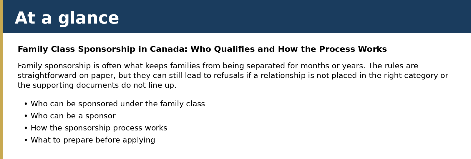 Summary card for Family Class Sponsorship in Canada: Who Qualifies and How the Process Works