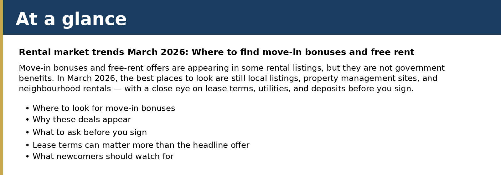 Summary card for Rental market trends March 2026: Where to find move-in bonuses and free rent