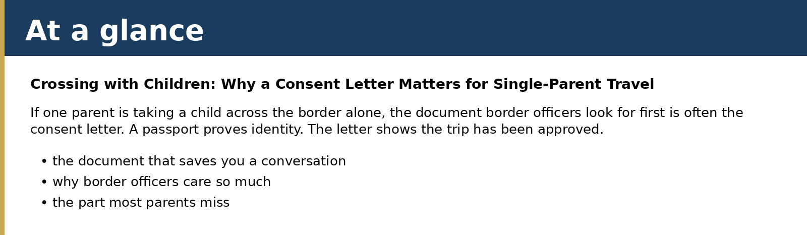 Summary card for Crossing with Children: Why a Consent Letter Matters for Single-Parent Travel