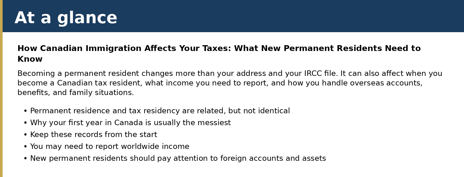Summary card for How Canadian Immigration Affects Your Taxes: What New Permanent Residents Need to Know