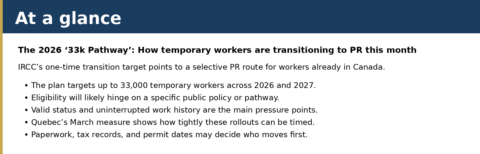 Summary card for The 2026 ‘33k Pathway’: How temporary workers are transitioning to PR this month